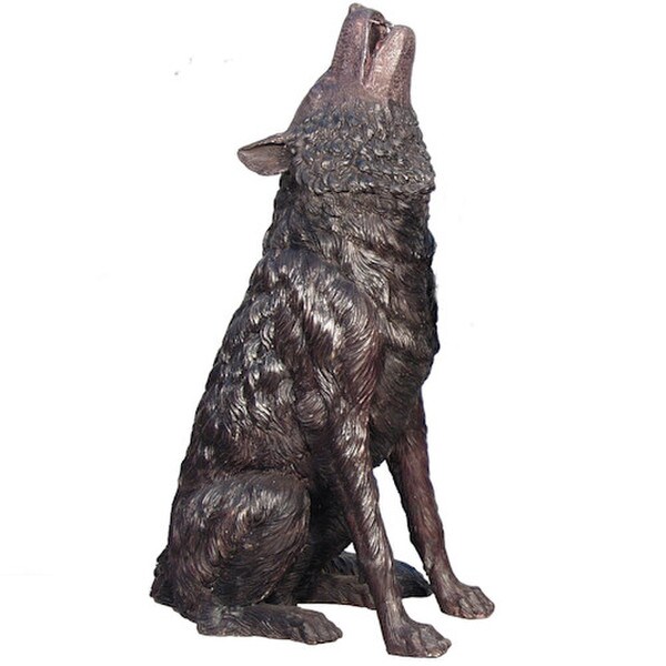 Wolf Pair Bronze Sculptures Pair Wolves Set Garden Howling life size